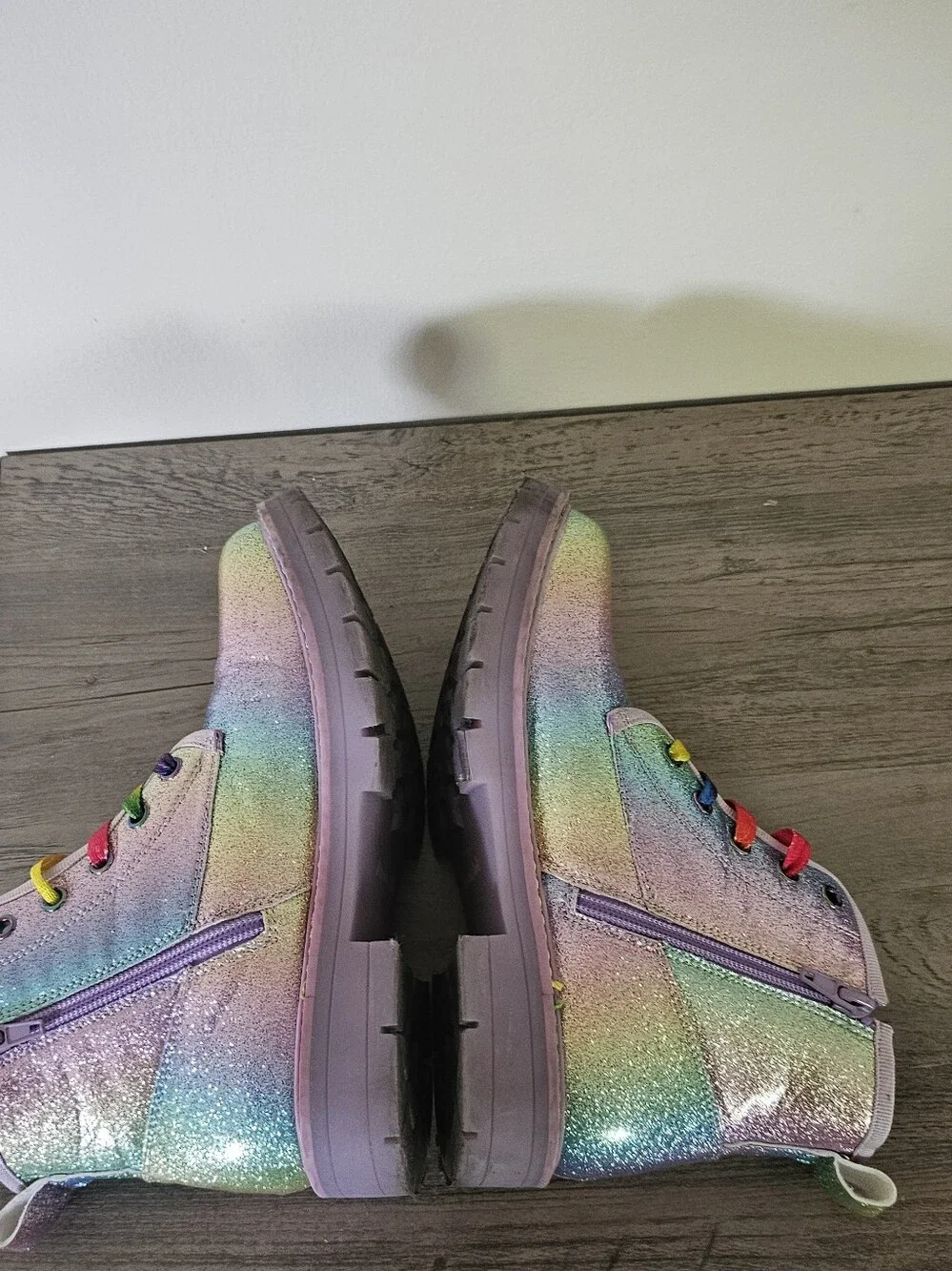 DREAM PAIRS Girls Glitter Combat Ankle Boots 3 Pastel Colorful Purple Rainbow